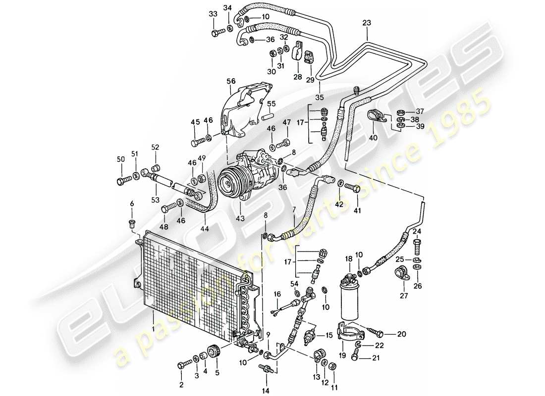porsche 1986 (944) circuito frigorifero diagramma delle parti