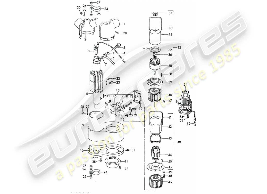porsche 1966 (911/912) parti singole - riscaldatore - - webasto - - d >> - mj 1968 schema delle parti