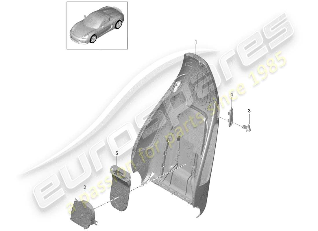 porsche 2016 (981 boxster spyder) guscio dello schienale diagramma delle parti