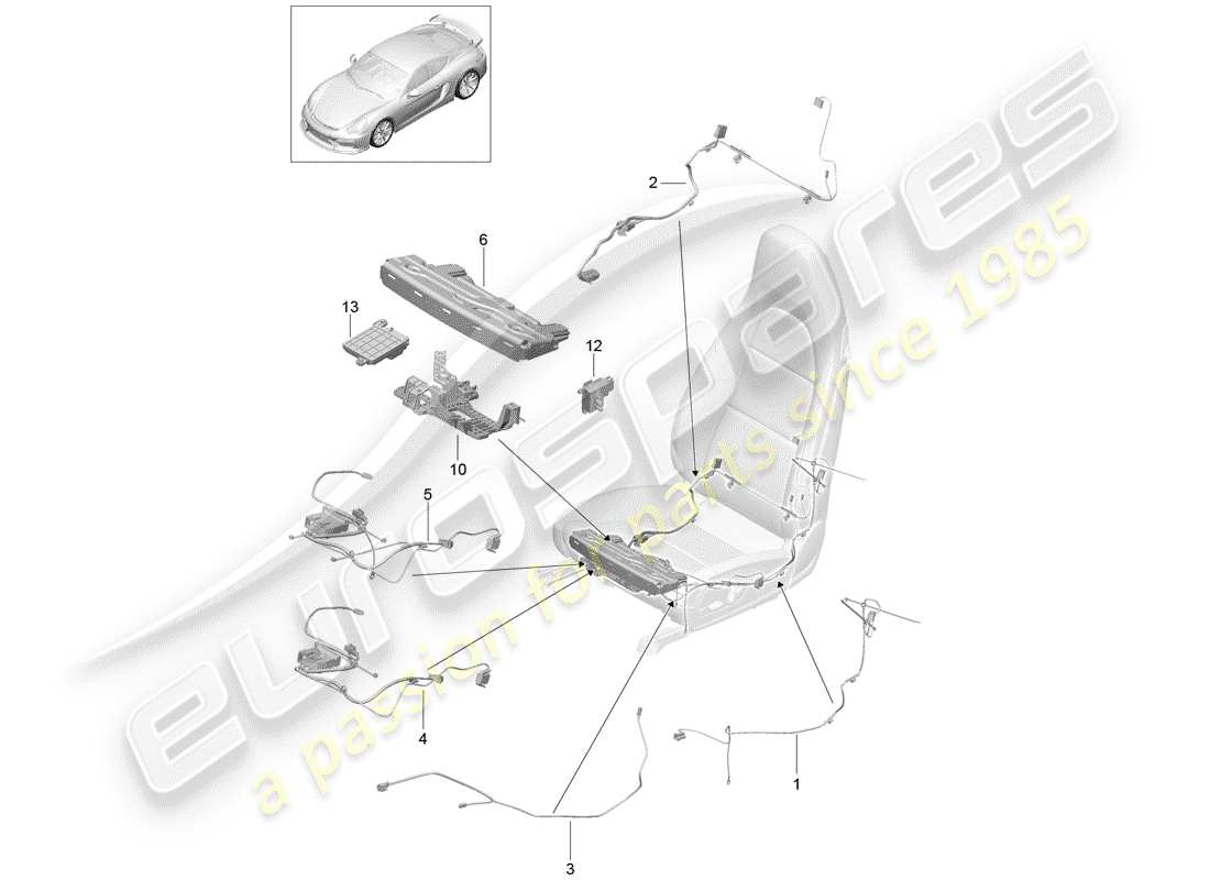 porsche 2016 (981 cayman gt4) cablaggi elettrici schema delle parti