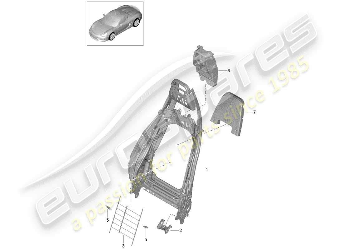 porsche 2016 (981 boxster spyder) telaio schienale diagramma delle parti