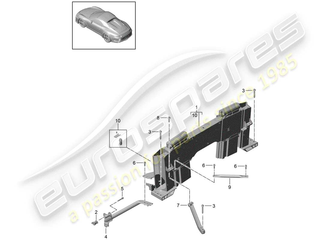 porsche 2016 (991-1 r/gt3/rs) protezione contro il ribaltamento diagramma delle parti