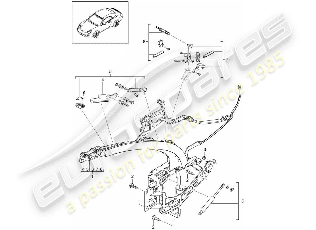 porsche 2012 (997-2) telaio superiore diagramma delle parti