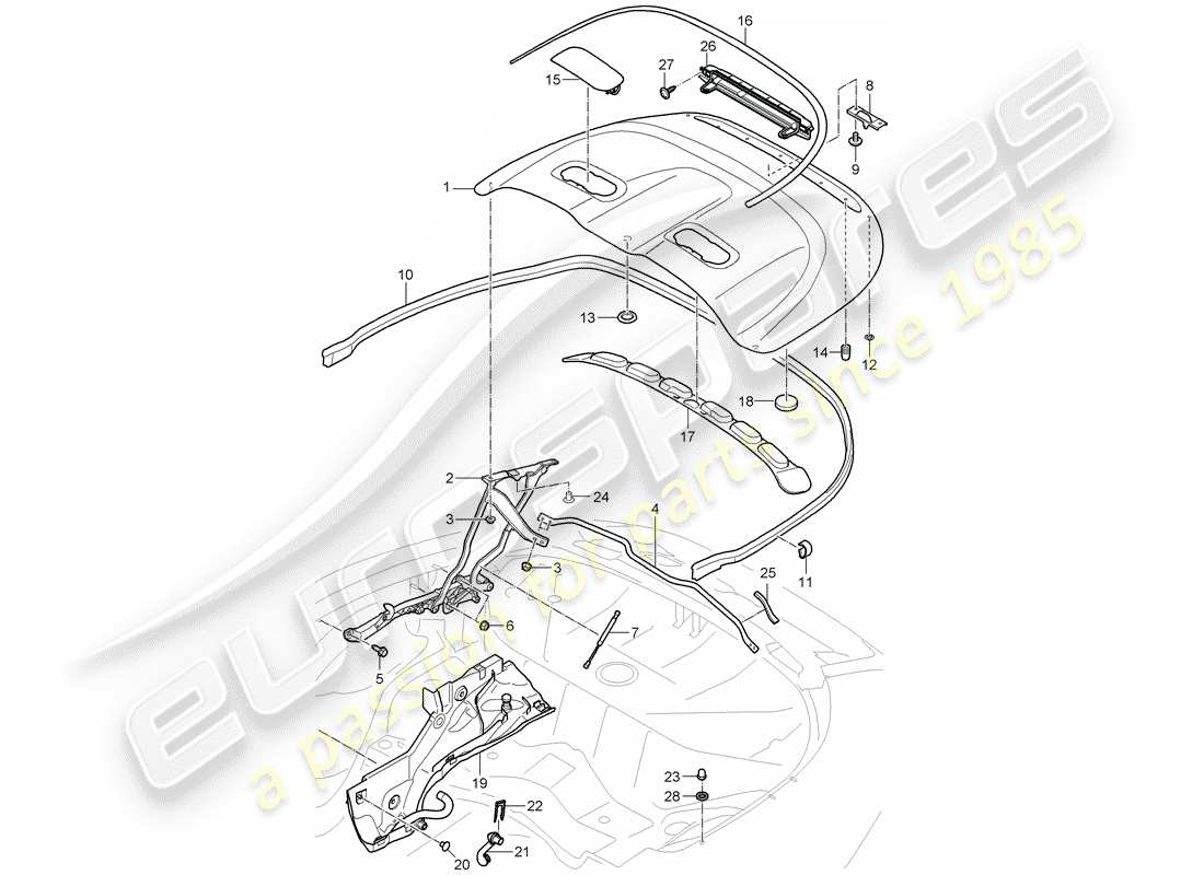 porsche 2012 (997-2) contenitore superiore diagramma delle parti