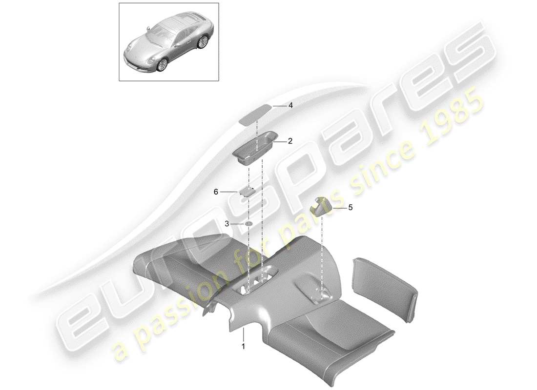 porsche 2020 (991-2) cuscino del sedile posteriore diagramma delle parti