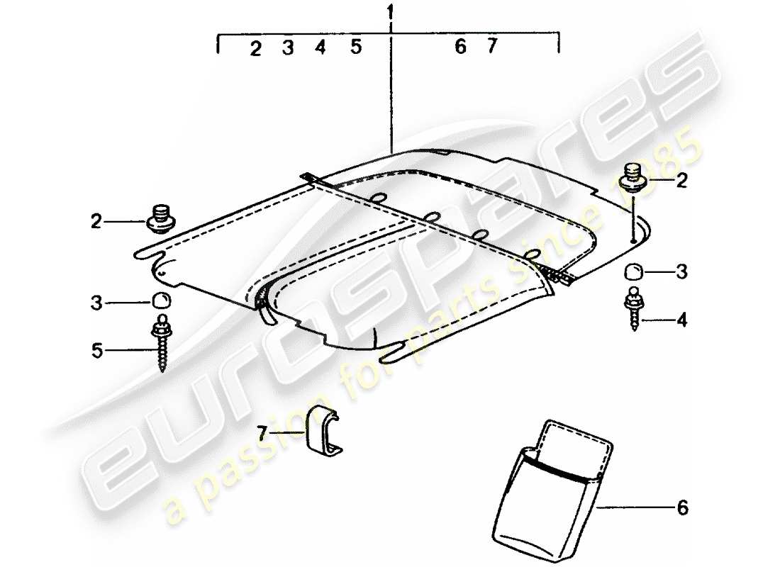 porsche 2012 (tequipment) diagramma delle parti della copertura del tonneau