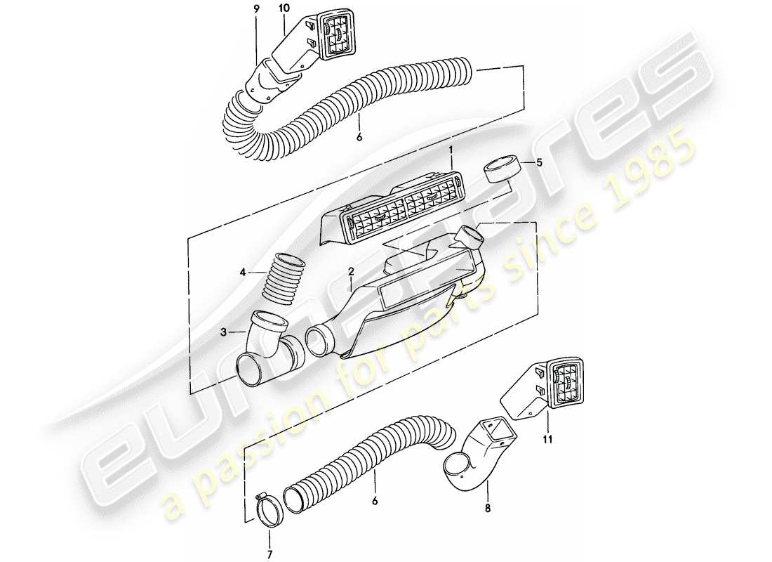 porsche 1976 (924) presa d'aria - tubo aria diagramma delle parti