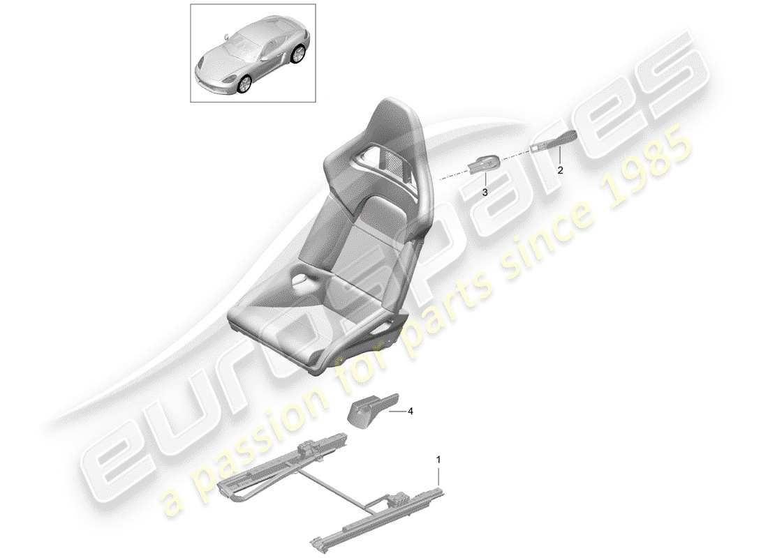 porsche 718 cayman (2020) diagramma delle parti del sedile