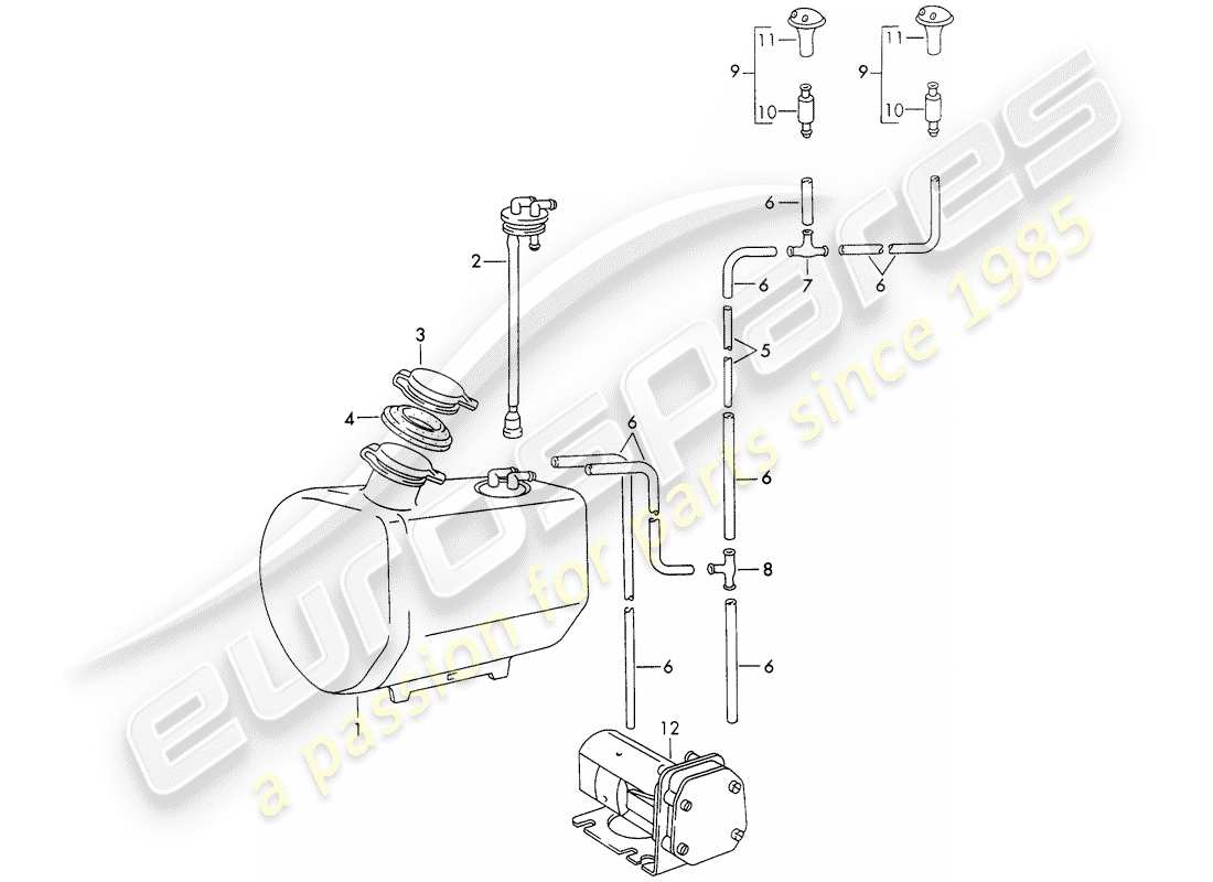 porsche 1970 (911) gruppo rondella diagramma delle parti