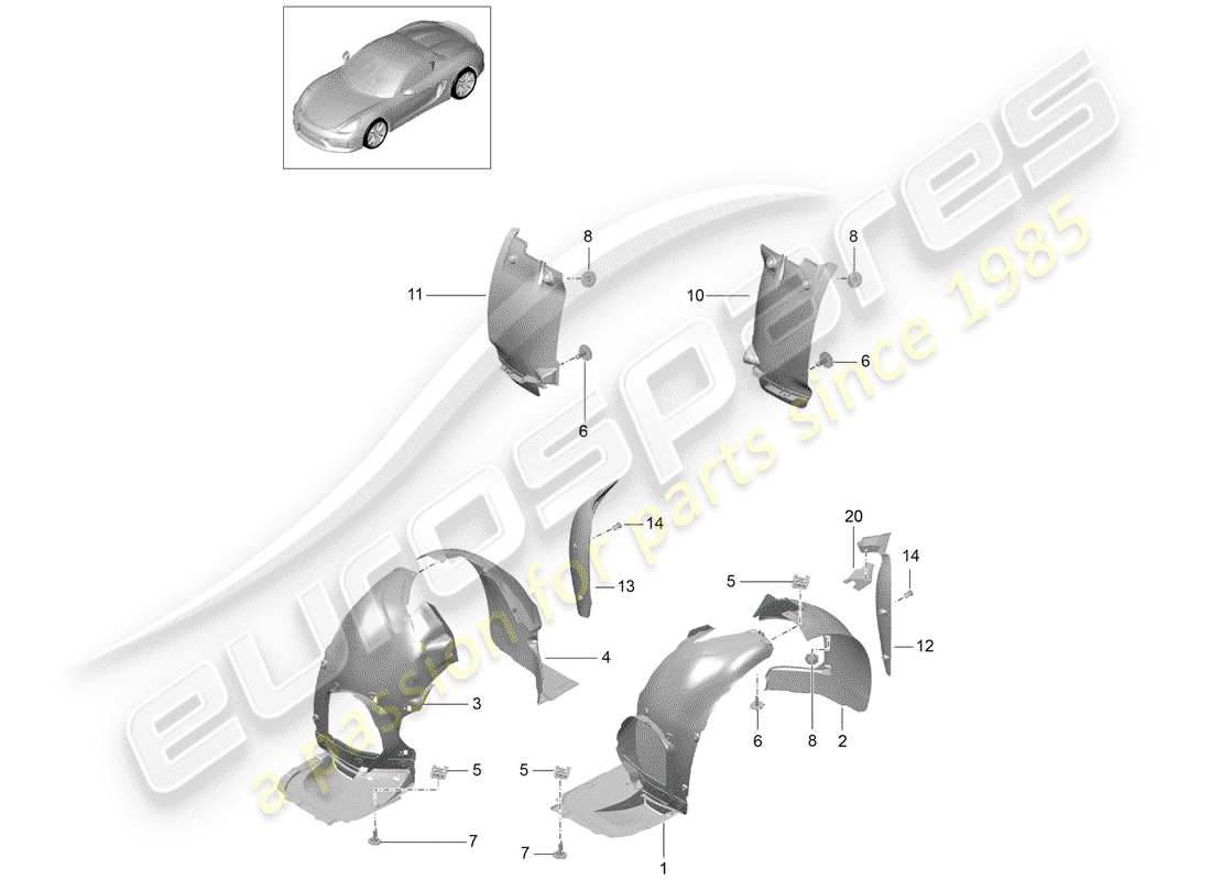 porsche 2016 (981 boxster spyder) diagramma delle parti trims