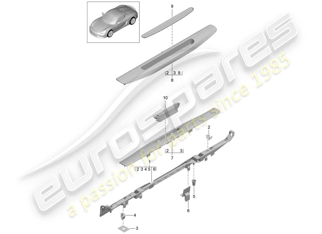 porsche 2016 (981 boxster spyder) battitacco - pannello soglia schema delle parti