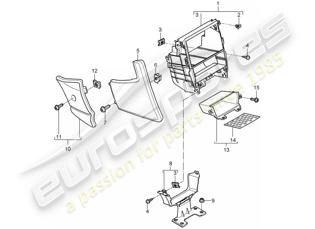 porsche 2009 (997-2) console centrale diagramma delle parti