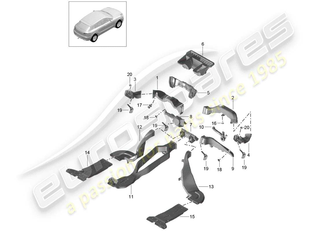 porsche 2017 (macan) condotto dell'aria diagramma delle parti
