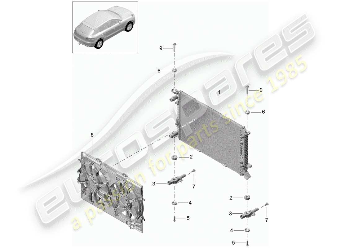 porsche 2016 (macan) diagramma delle parti del raffreddamento ad acqua
