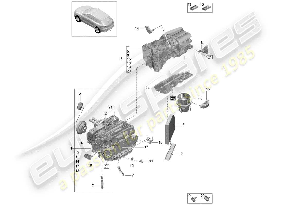 porsche 2016 (macan) schema delle parti del condizionatore d'aria