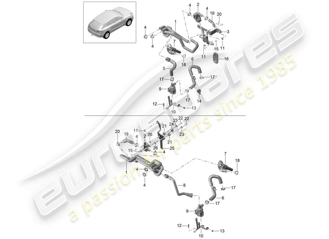 porsche 2016 (macan) diagramma delle parti del riscaldatore