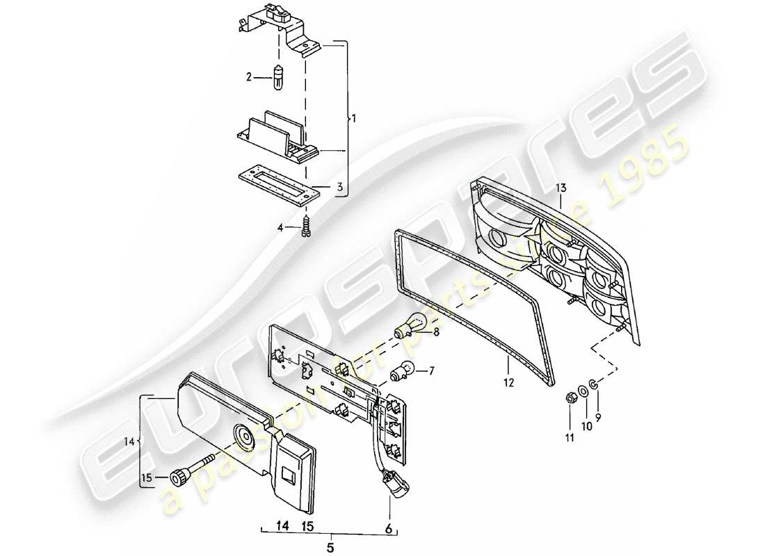 porsche 1981 (924) luce targa - luce posteriore schema parte