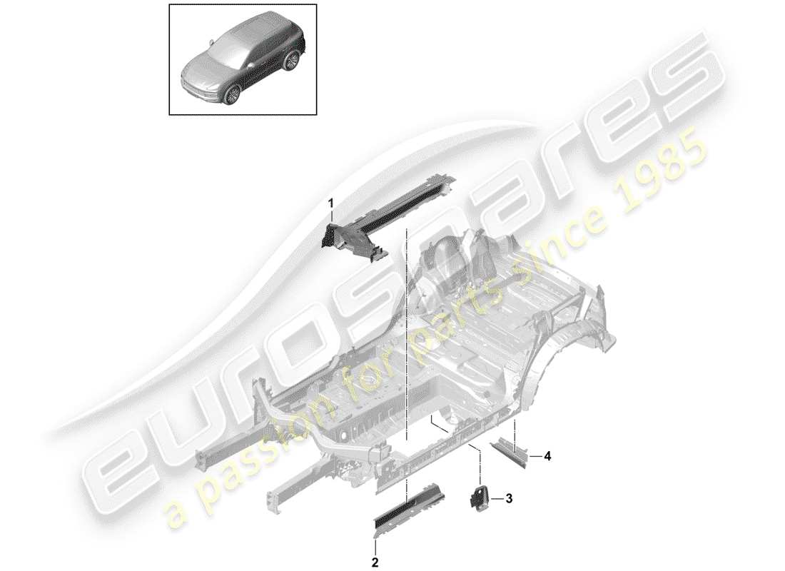 porsche 2019 (cayenne e3 9ya/9yb) telaio diagramma delle parti