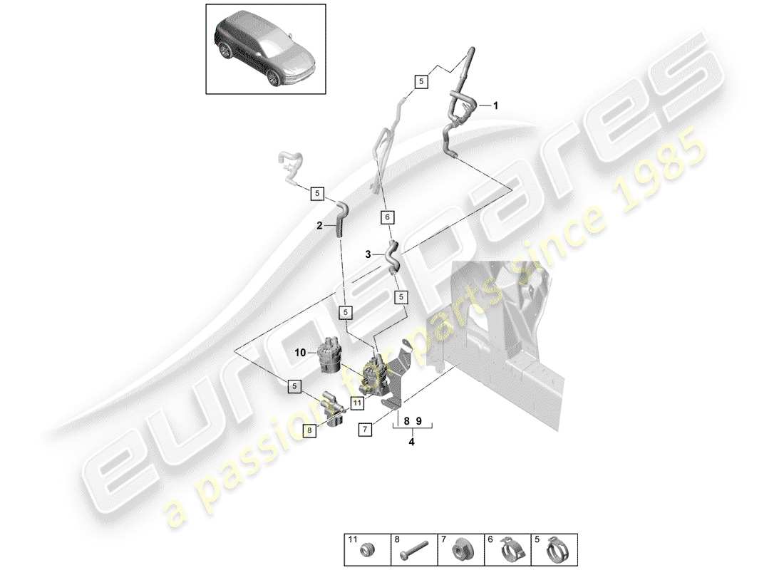 porsche 2019 (cayenne e3 9ya/9yb) stufa diagramma delle parti