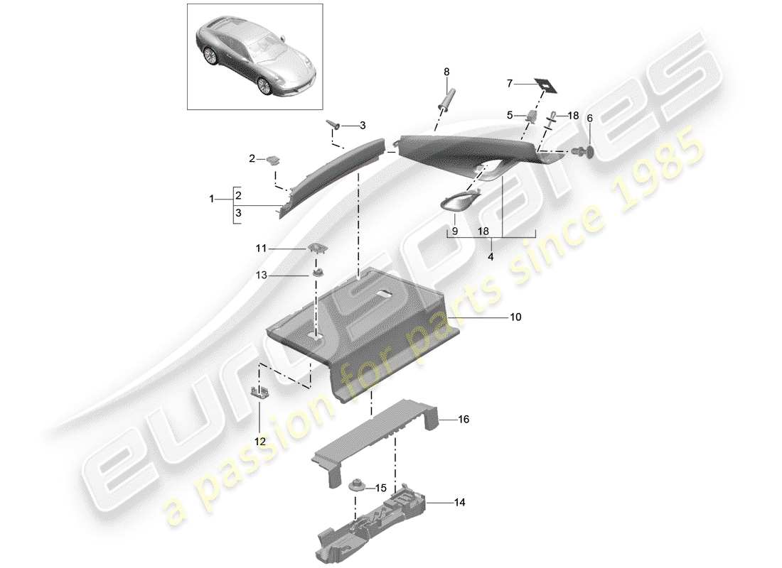 porsche 2020 (991-2) diagramma delle parti trims
