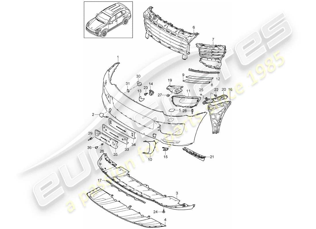 porsche 2014 (cayenne e2 92a) diagramma delle parti della fodera