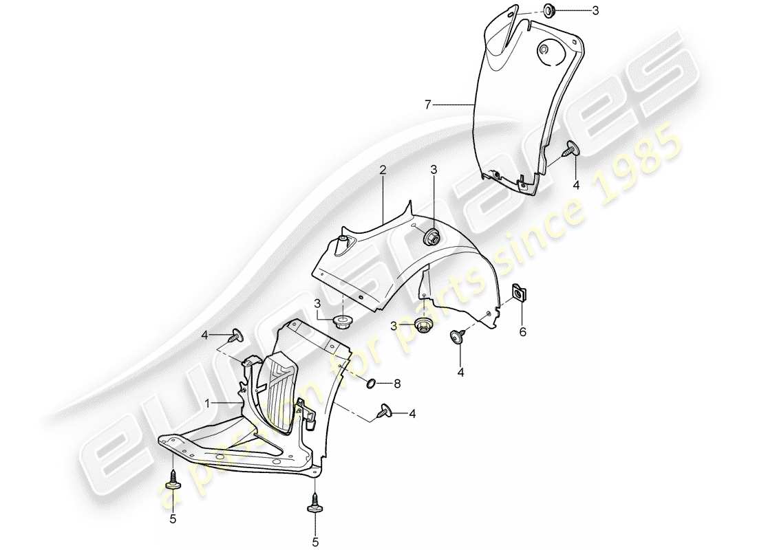porsche 2007 (997-1) finiture diagramma delle parti