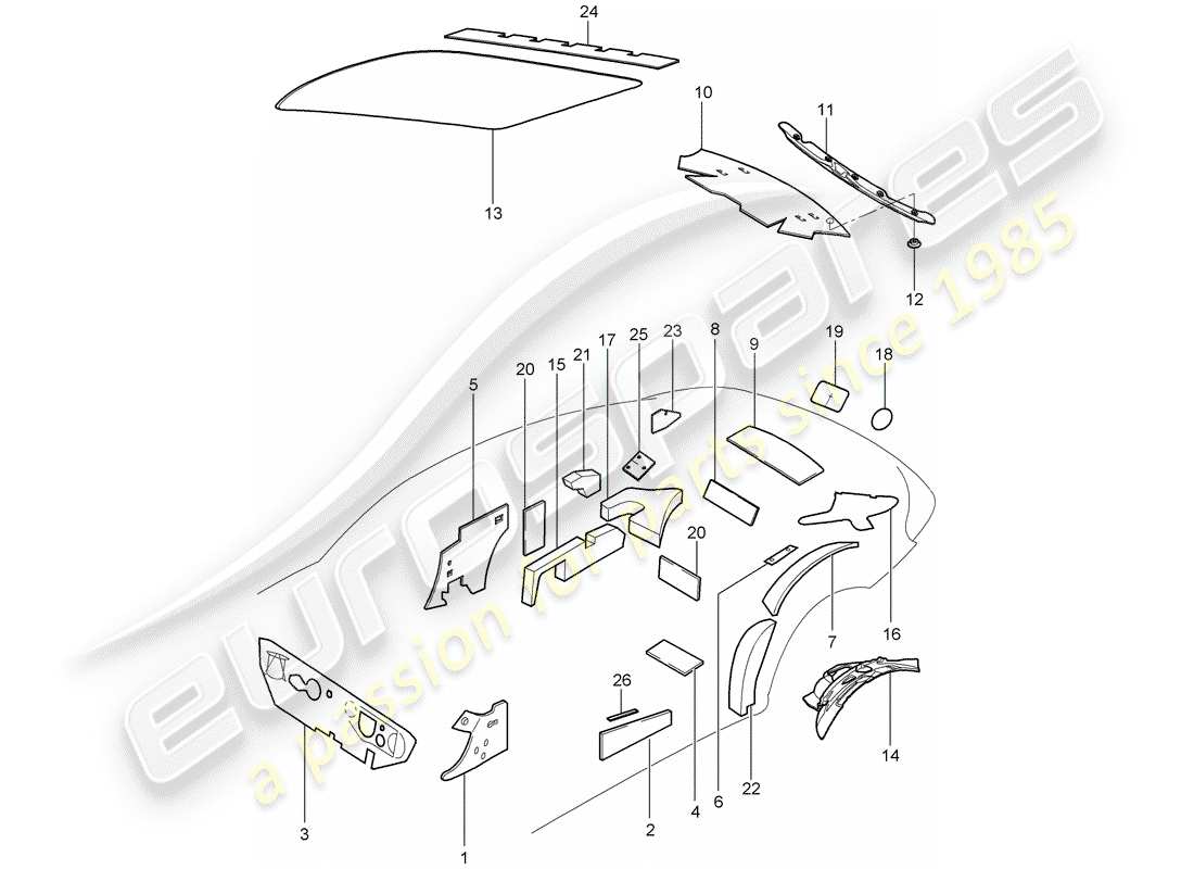 porsche 2007 (997-1) schema delle parti della carrozzeria