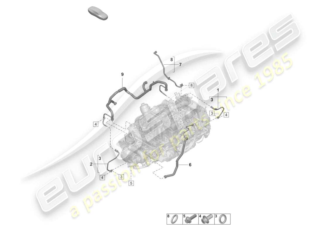 porsche 2019 (992-1) ventilazione dell'alloggiamento del basamento linea di sfiato diagramma delle parti