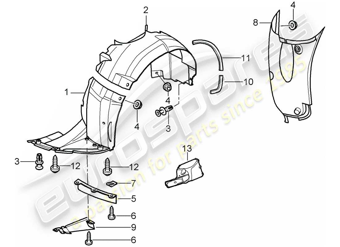 porsche 2002 (996 gt3) finiture - per - passaruota diagramma delle parti