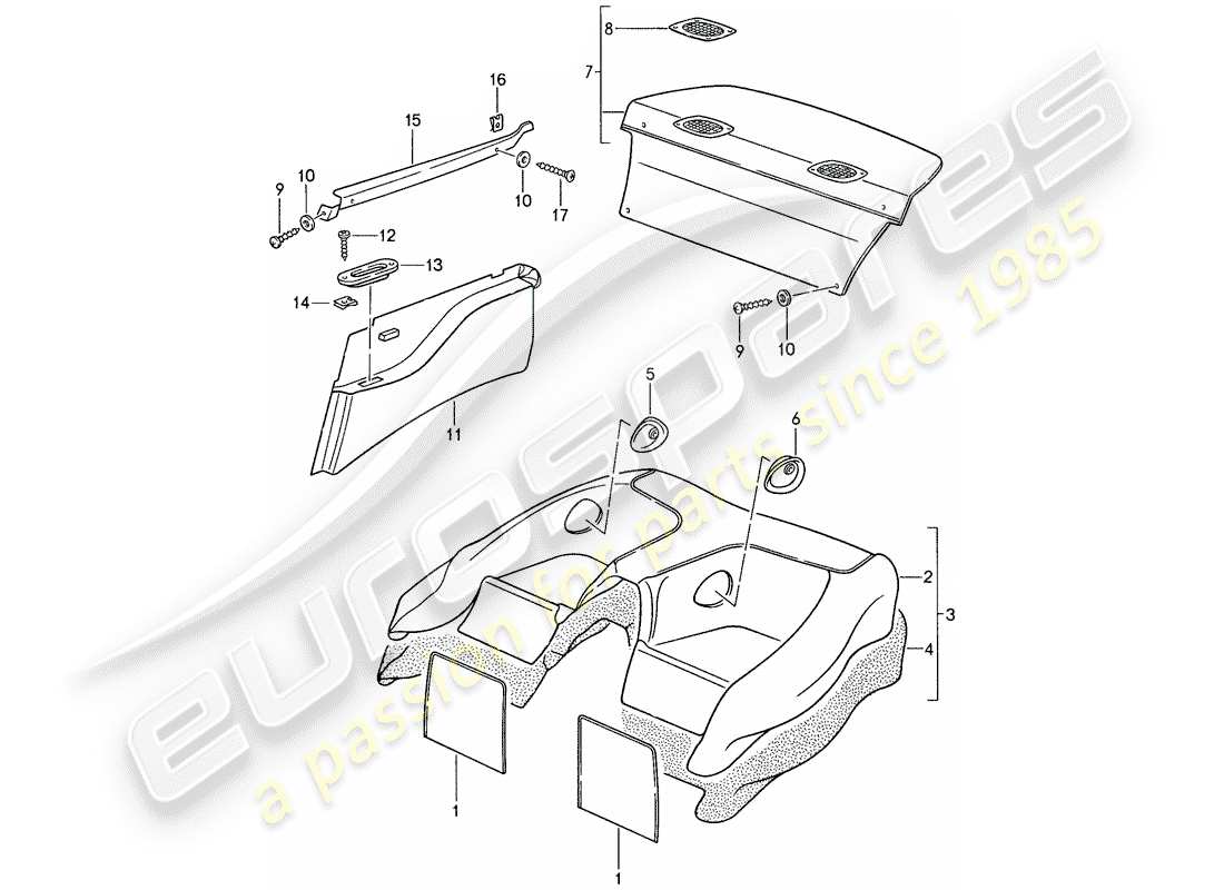 porsche 1988 (959) liner diagramma delle parti