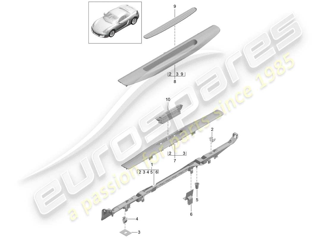 porsche 2015 (981 boxster) diagramma delle parti della fodera