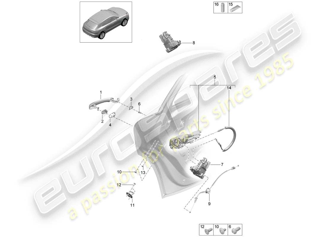 porsche 2019 (macan) chiusura della porta diagramma delle parti
