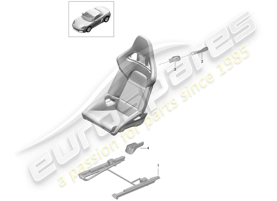 porsche 2019 (718 boxster) posto a sedere diagramma delle parti