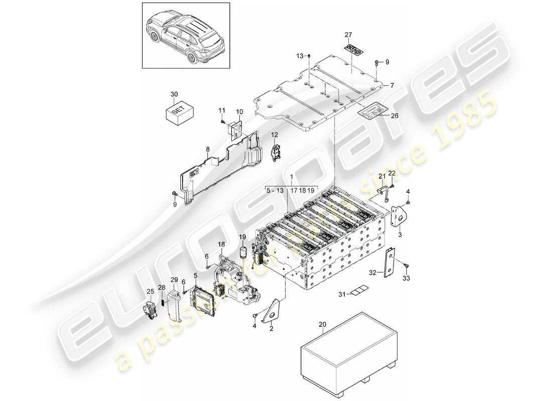 porsche 2013 (cayenne e2 92a) diagramma delle parti ibride