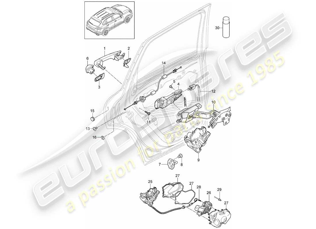 porsche 2012 (cayenne e2 92a) maniglia diagramma delle parti