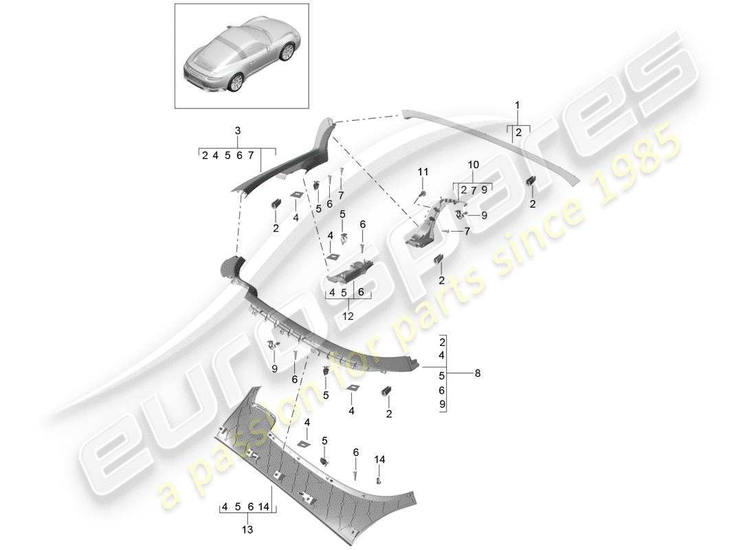 porsche 2019 (991-2) finiture diagramma delle parti