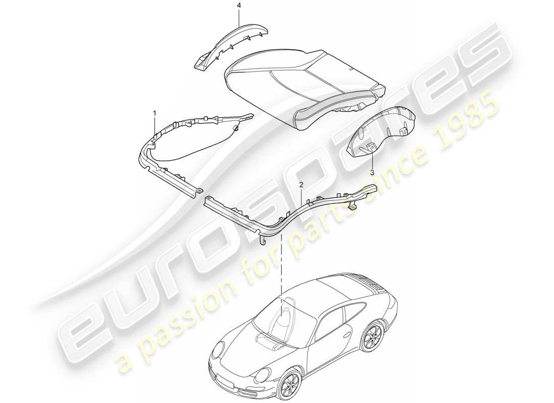 porsche 2013 (997-2 turbo / gt2 rs) diagramma delle parti del porta cuscino