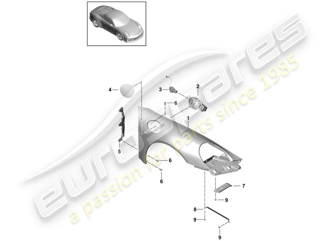 porsche 2020 (991-2 r/gt3/rs) parafango diagramma delle parti