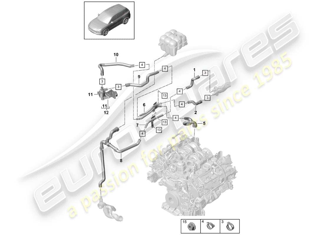 porsche 2019 (cayenne e3 9ya/9yb) stufa diagramma delle parti