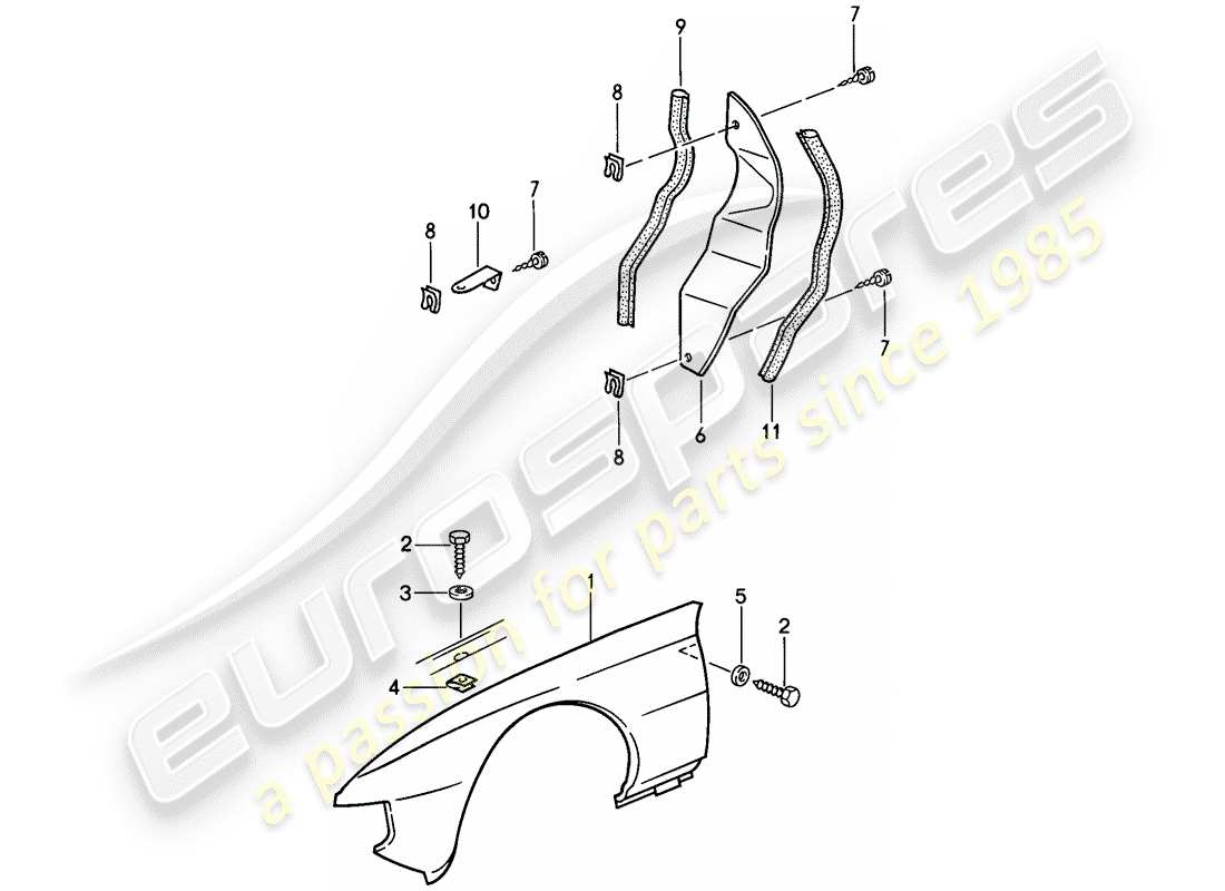 porsche 1986 (924s) parafango diagramma delle parti