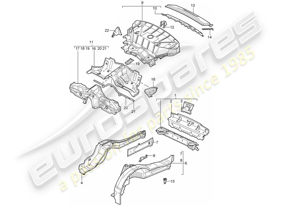 porsche 2005 (996) schema delle parti estremità posteriore