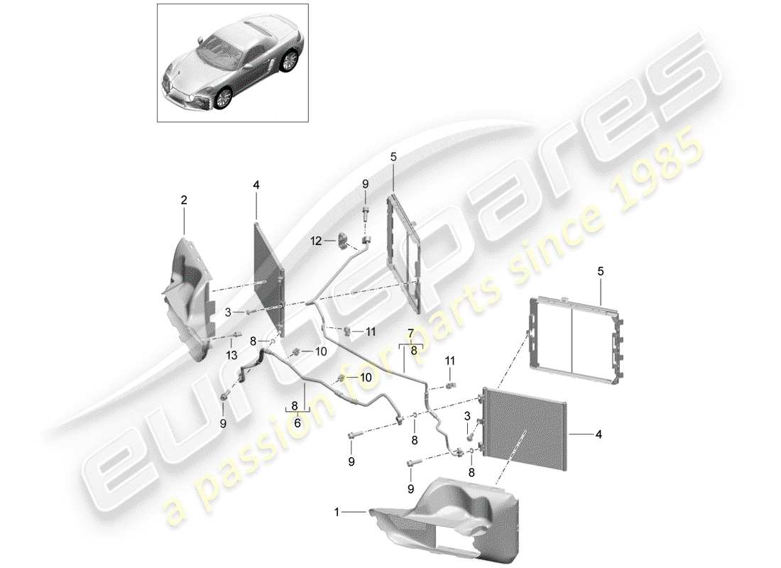 porsche 2019 (718 boxster) circuito frigorifero diagramma delle parti