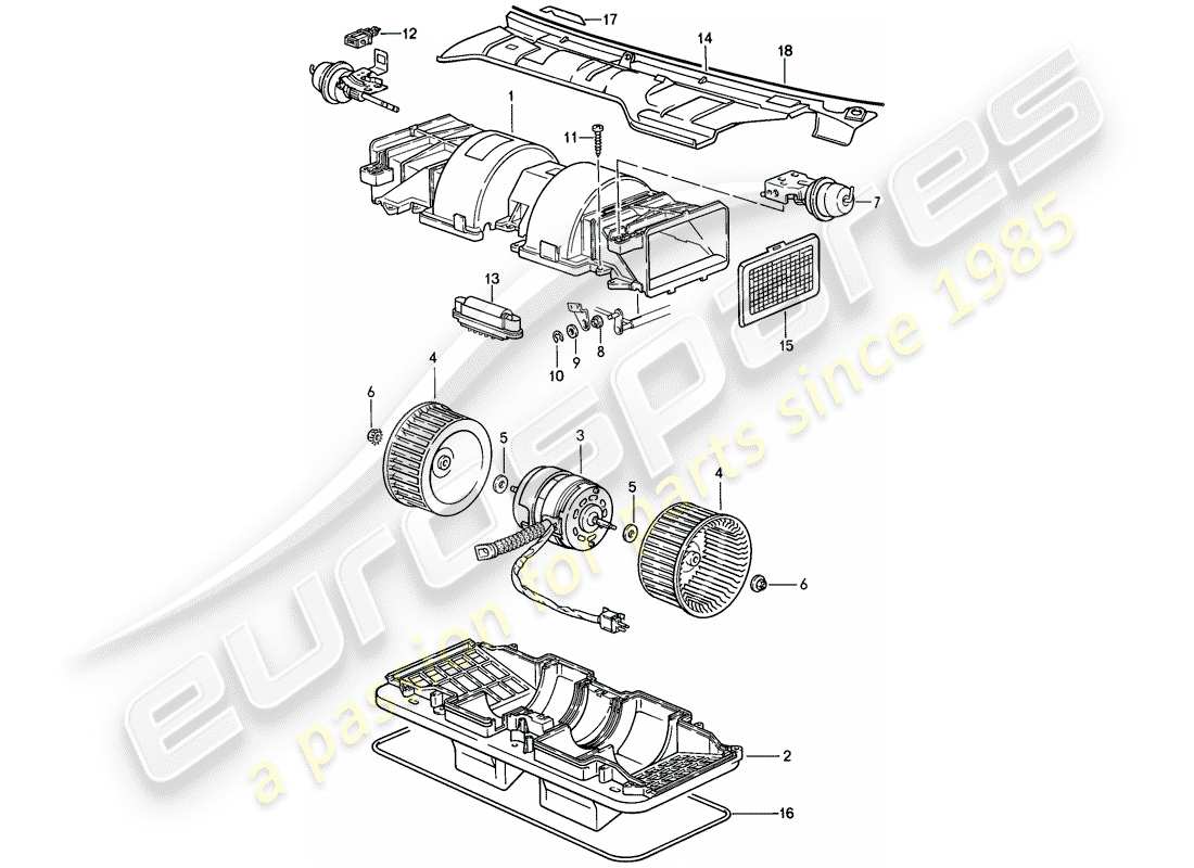 porsche 1986 (944) diagramma delle parti della ventola