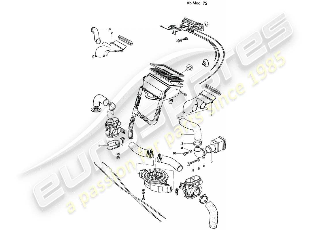 porsche 1976 (914) ventilazione - riscaldatore - d - mj 1972>> schema delle parti
