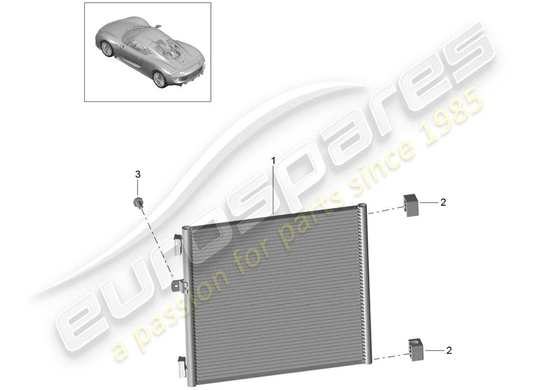 porsche 2015 (918 spyder) diagramma delle parti del condensatore