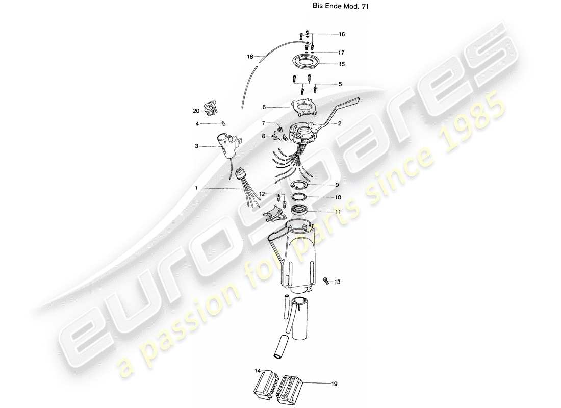 porsche 1976 (914) interruttore piantone dello sterzo - d >> - mj 1971 schema delle parti