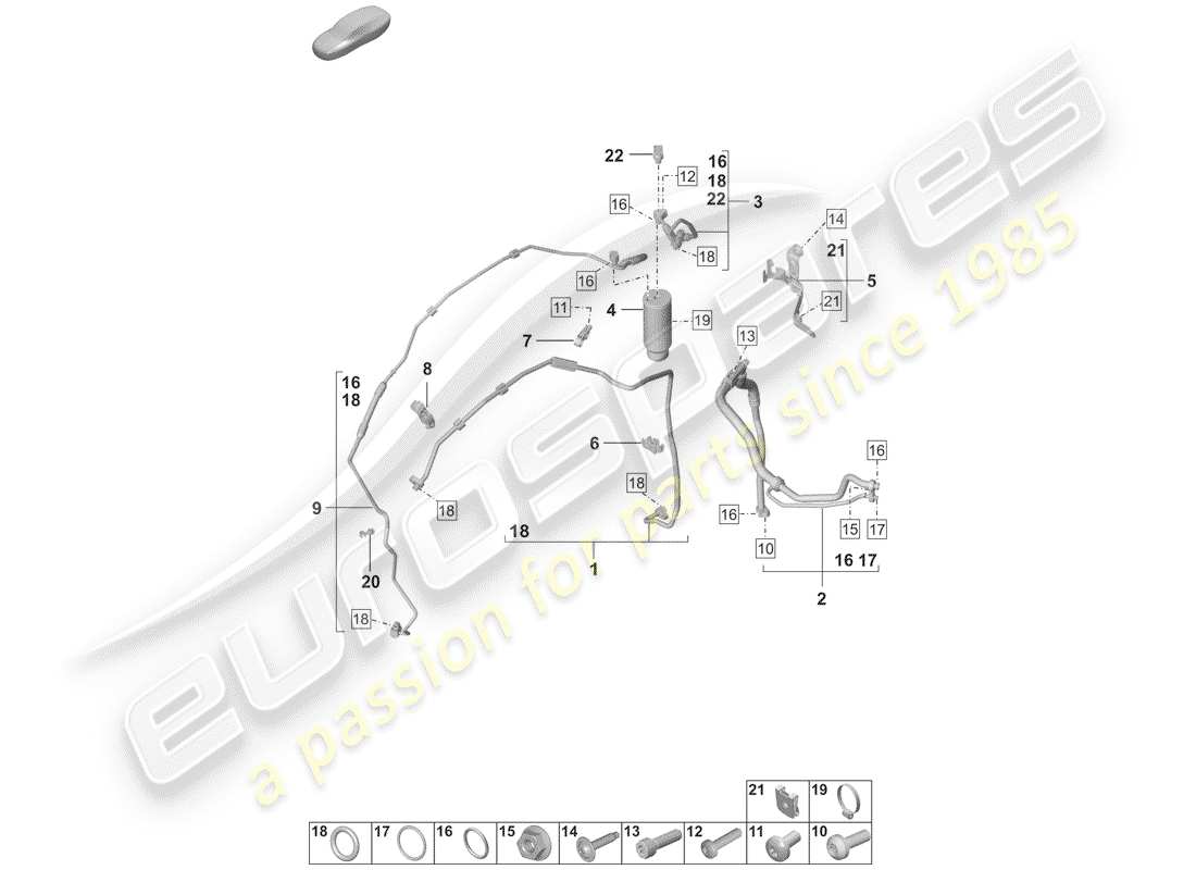 porsche 2020 (992-1) condizionatore diagramma delle parti