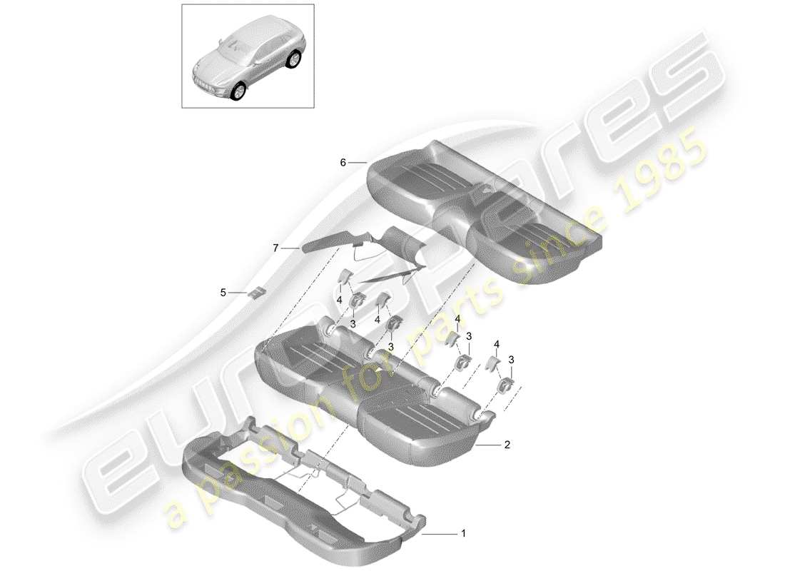 porsche 2015 (macan) parte in schiuma diagramma delle parti