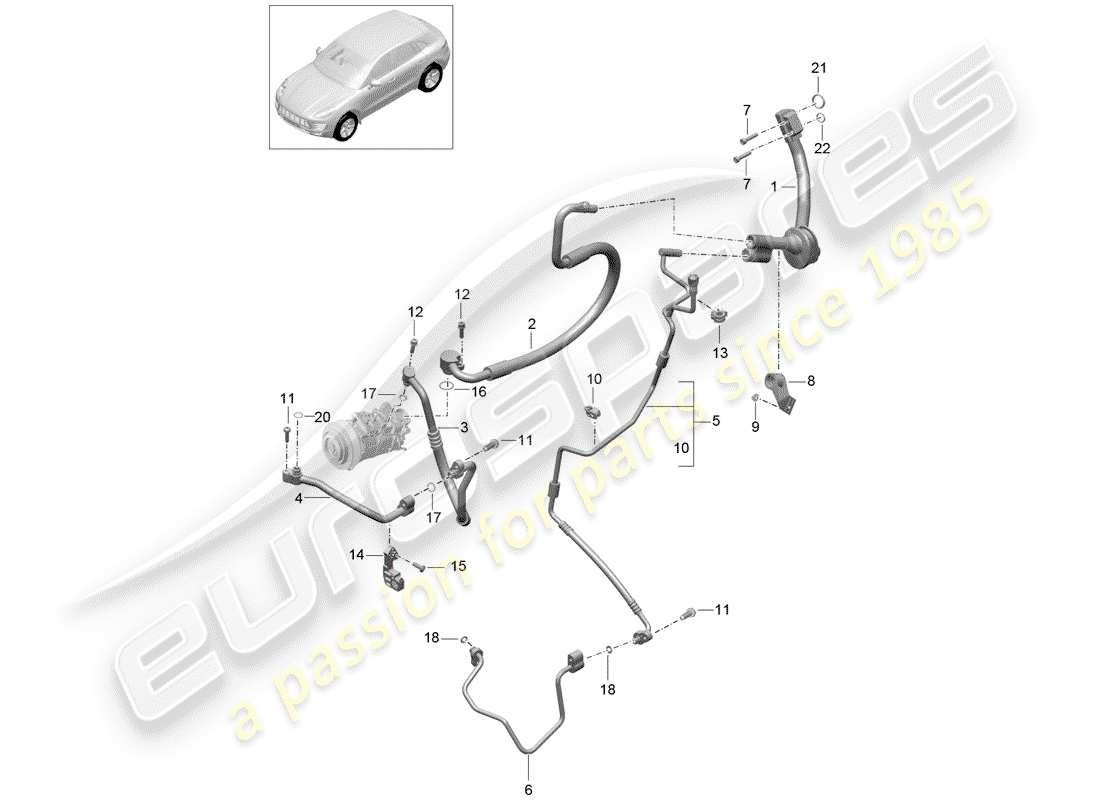 porsche 2016 (macan) circuito frigorifero diagramma delle parti