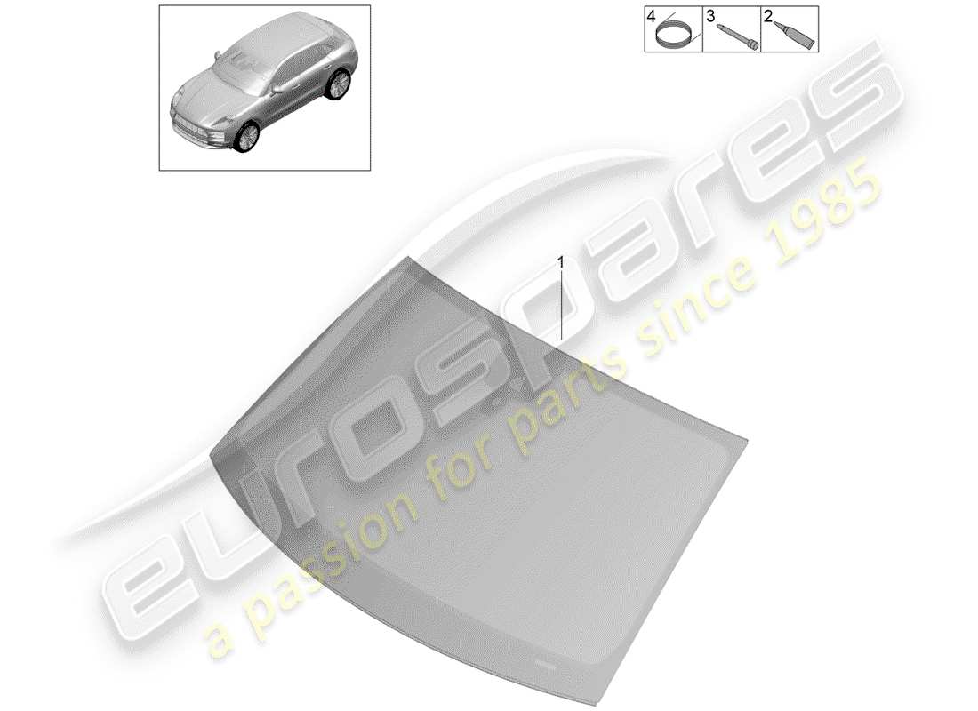 porsche 2019 (macan) vetro del parabrezza diagramma delle parti